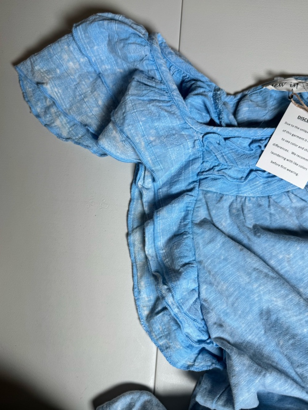 New In Light Blue Ruffle Sleeve Tank Top L - Picture 5 of 9